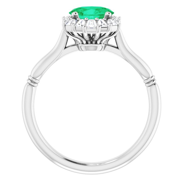 14K White Lab-Grown Emerald & 1/4 CTW Natural Diamond Ring